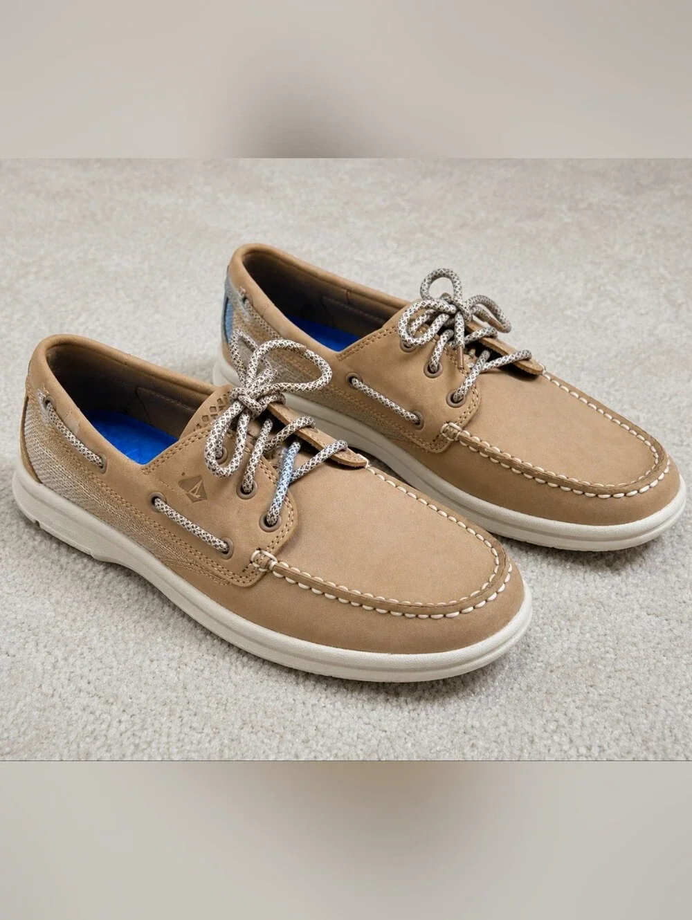 Sperry Top-Sider Mens 7 Seas 3-Eye Tan Leather Boat Shoes Size 9.5 M NWOT